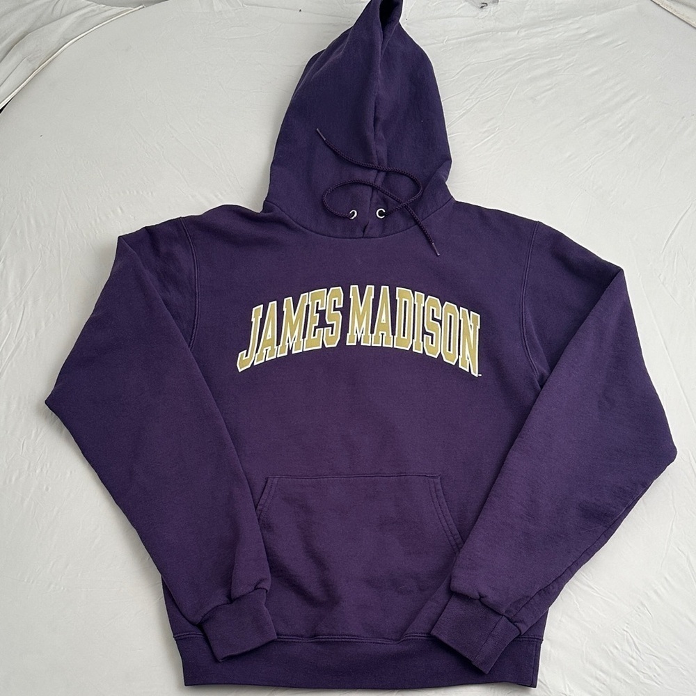 Champion James Madison Dukes purple and gold logo collegiate pullover hoodie
